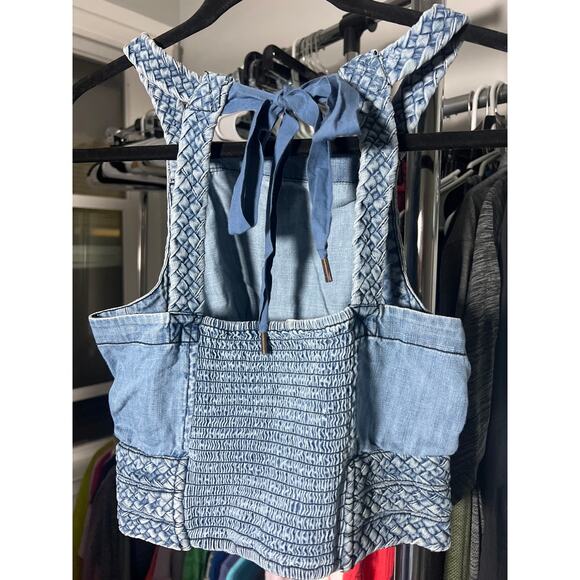 Maeve Braided Cropped Halter Top Blue Denim – Women’s Size 4 - Picture 6 of 9